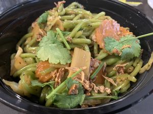 The spinach noodle were served in a plastic bowl instead of the cardboard container. The food is less tasty than it used to be    at Thailander in Malvern East