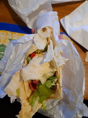 Fell apart after my first bite (falafel wrap) at Charcoal and Chai in Como
