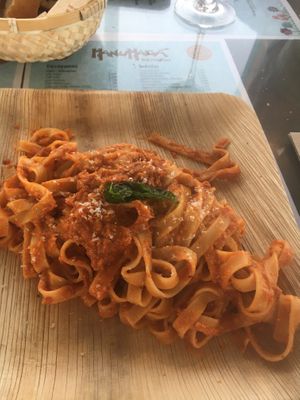 Red pesto pasta at Manumaga in Mojacar