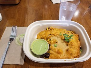 Enchilada casserole with zippy cilantro crema. at Vegetation Plant Food in Lakeland