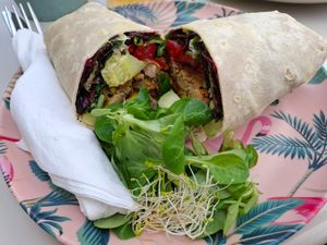 Vegan falafel wrap at Café de Theresa in Estepona