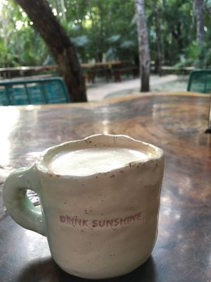 Almond milk cappuccino  at Tierra in Tulum