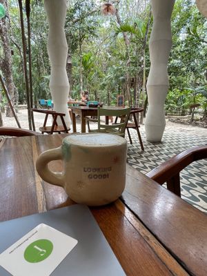 Coconut milk capuchino  at Tierra in Tulum