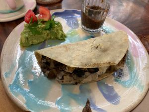 Vegan quesadilla at Tierra in Tulum