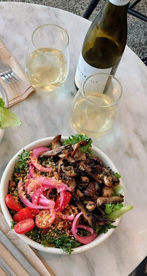 Caesar with oyster mushrooms added at Naked Farmer in St Petersburg