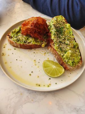 Avocado toast with hashbrown at Box & Barber Coffeehouse in Newquay