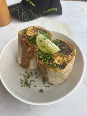 Sunshine tofu wrap   at Box & Barber Coffeehouse in Newquay