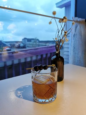 Manhattan cocktail at L'abri in Cheticamp