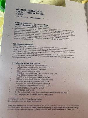 Menue 4 at Kellerjochhütte in Schwaz