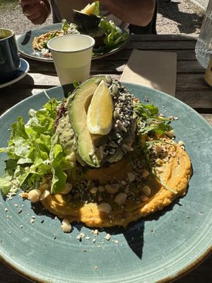 Zucchini and potato rosti  at Pasture & Co in Currumbin Valley