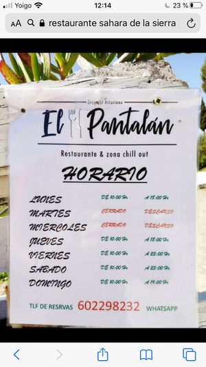 Horario at El Pantalán in Algodonales