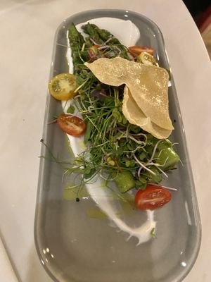 Side salad with grilled asparagus   at The Green Room - Cityhotel Wood in Middelburg