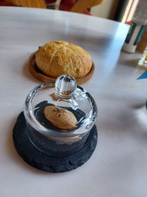 Bread with 'butter' spead, came with the soup at The Green Room - Cityhotel Wood in Middelburg