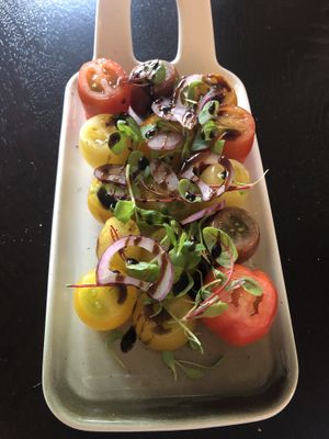 Tomato salad with cress and balsamic vinegar.  at The Green Room - Cityhotel Wood in Middelburg