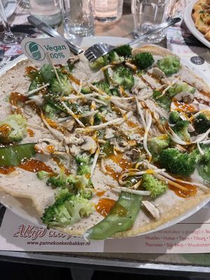 Some vegetables on a pannekoeken  at De Pannekoekenbakker in Oostkapelle