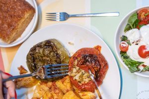 Stuffed tomatoes at Macoo Eatery in Crete