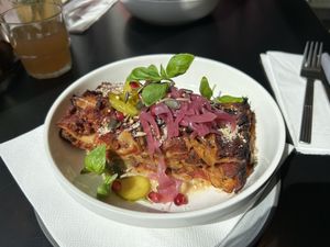 Vegan lasagna  at Circus Restaurant in Antwerpen