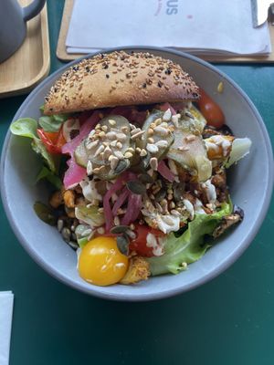 Pulled mushroom burger  at Circus Restaurant in Antwerpen