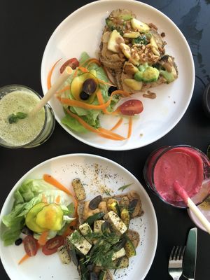 toast with hummus  at Circus Restaurant in Antwerpen