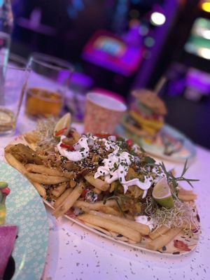 Loaded fries with ”chicken"  at HOAX in Tampere