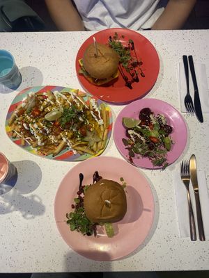 Vegan Burger and loaded Fries  at HOAX in Tampere
