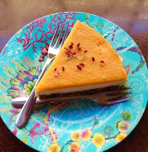 Fresh Mango and Ginger Cheesecake (vegan and gluten-free) at Mo's Diner in Ir-rabat Ghawdex