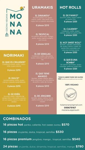 Menu  at MONANA in Montevideo