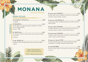 Menú  at MONANA in Montevideo