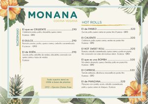 Menú  at MONANA in Montevideo