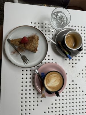Vegan apple pie with oat cappuccino   at Kawodajnia in Slupsk