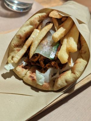 Mushroom souvlaki at The Vegan Vandal in Athens