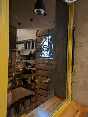 It's a sign at The Vegan Vandal in Athens
