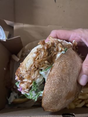 Jack fruit burger  at The Vegan Vandal in Athens