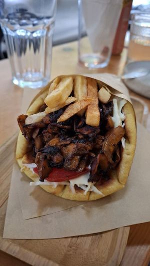 Mushroom Souvlaki at The Vegan Vandal in Athens