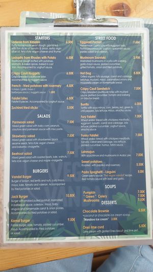 The Menu at The Vegan Vandal in Athens