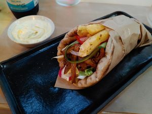 Mushroom souvlaki at The Vegan Vandal in Athens