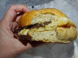 $6.00 Just egg sandwich: Really good quality, breakfast available all day at Bonafide Bakeshop & Cafe in Apex