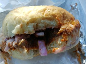 $7.25 BBQ Jackfruit Sandwich: One of the best vegan BBQ sandwiches from a restaurant at Bonafide Bakeshop & Cafe in Apex