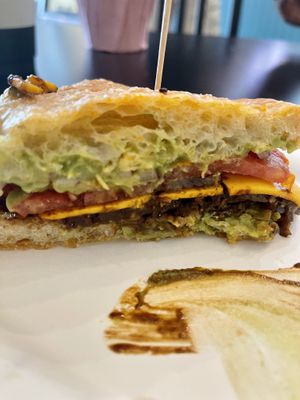Tempeh focaccia  at Bonafide Bakeshop & Cafe in Apex