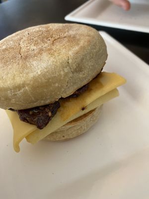 Just egg sandwich with tempeh bacon and Gouda  at Bonafide Bakeshop & Cafe in Apex