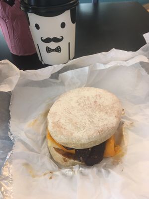 Latte & Just Egg Sandwich at Bonafide Bakeshop & Cafe in Apex