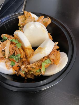 Weekly specials kimchi bao. Kimchi was a bit overpowering but okay as long as you’re expecting that    at Bonafide Bakeshop & Cafe in Apex