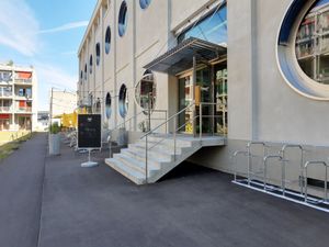 Outdoor seating in the back at Silo in Basel