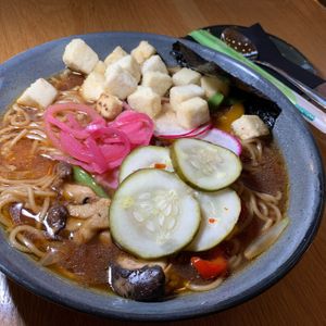 600 Ramen: West Michigan Provisions Ramen, Vegetables, Sprout-It Mushrooms, Radish, Nori, Add Tofu, *OMIT Hard-Boiled Egg at 600 Kitchen and Bar in Kalamazoo