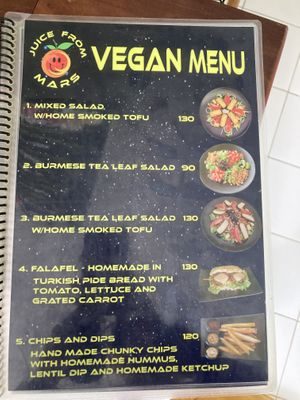 Current menu November 2023  at Juice From Mars in Takua Pa