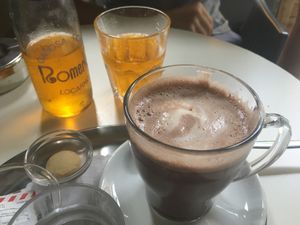 Hot Chocolate with soy milk.  at Caffè Bartolomeo in Locarno