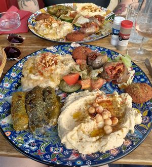Vegan platter at La Maison du Knafé in Paris