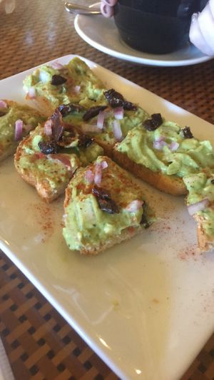 Avocado smash crostini  at Organic Garden Cafe in Beverly