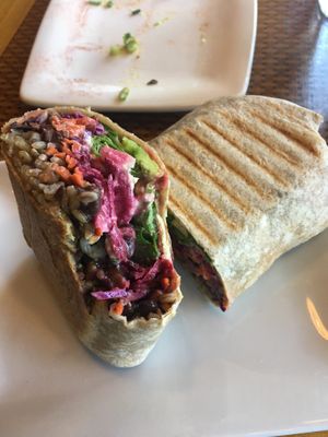 Awesome black bean wrap  at Organic Garden Cafe in Beverly