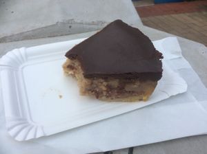 This is a hazelnut cream choc cake, gooey and gorgeous, so good I had to take a bite before my ipad came on! at Simple Bake in Zagreb